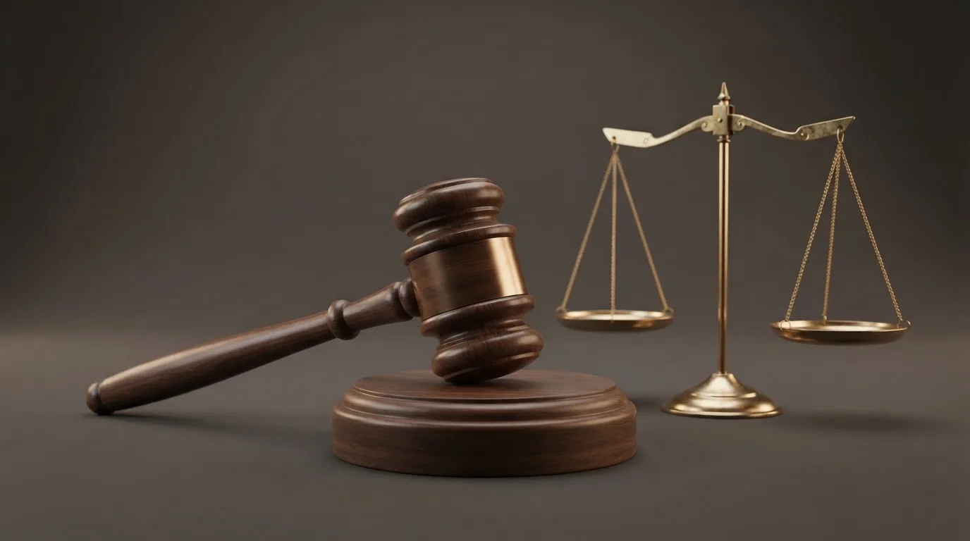 Una sala de tribunal vacía con bancos de madera a la luz de la mañana